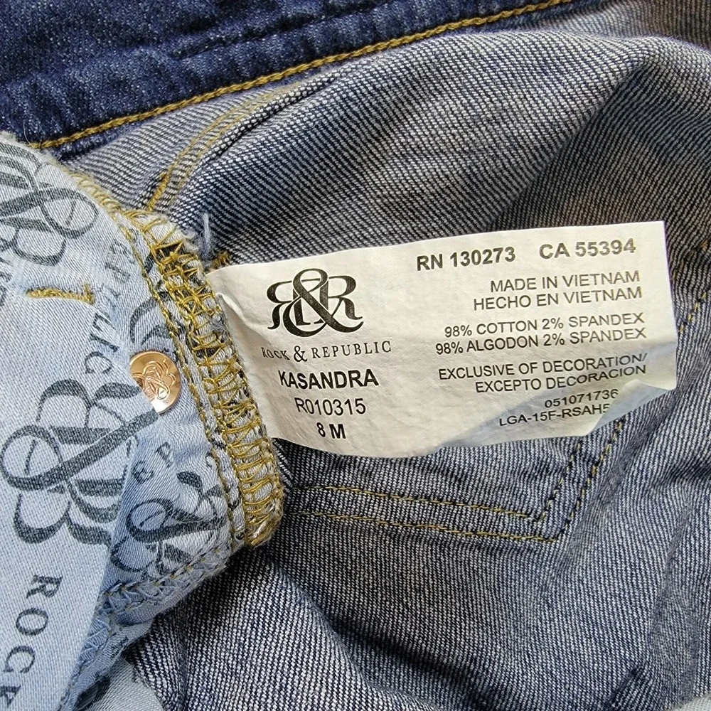 Rock & Republic Women's Jeans 8M Kassandra Distressed Bootcut Denim - Picture 7 of 13